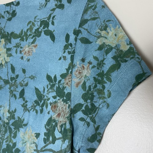 Peruvian Connection Dress Medium Short Sleeves Pima Cotton Floral Fairy Summer - Picture 5 of 13
