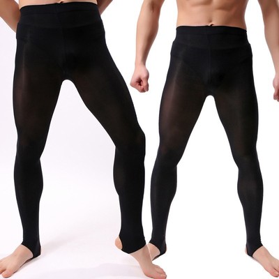 Johns Long Hose Sexy Transparent Herren Thermo Unterwäsche Schwarz