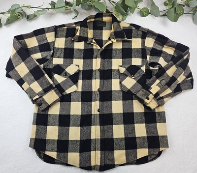 Chippewa Woolen Mills Black and Yellow Long Sleeve Button Up Shirt Size XL