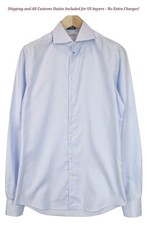 SUITSUPPLY Men's Formal Shirt 39L/15 1/2L Extra Slim Blue Cotton Stripe Pattern