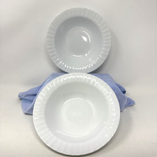 CorningWare  Casual China French White Rimmed Cereal Soup Bowls Set of 2
