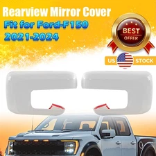 For 2021-2024 2023 Ford F150 F-150 Side Wing Mirror Cover Cap Overlay Trim White