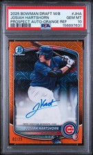 PSA 10! POP 1! 2025 Bowman Draft Josiah Hartshorn Chrome Auto Orange Mojo 2 /25