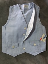 Vtg Health-tex Button Up Searsucker Button Up Vest Boys 7 Stripes NOS 80s USA