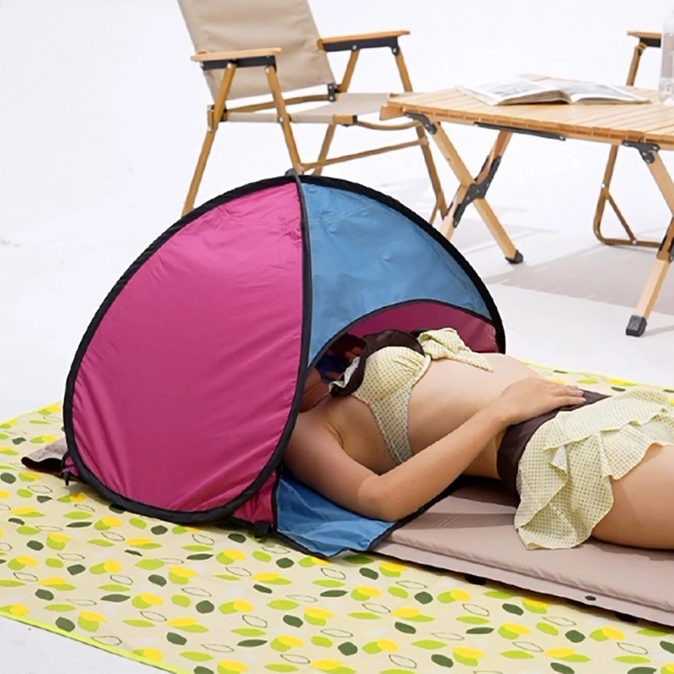 Rifugio da Campeggio Compatto 190T Panno Rivestito Argento Design Rete Doppio St - Immagine 3 di 4