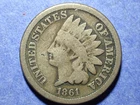 1861 Copper Nickel Indian Cent  Good++
