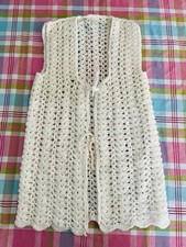 Vtg. Women  s Hand Knit Crocheted Vest SZ M/L