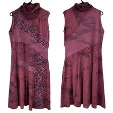 Angels Never Die Boho Mixed Print  Midi Dress Size L Art To Wear New W/O Tag