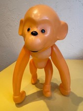 Vintage USSR Blow Plastic Smiley Monkey Doll Soviet Plastic Decor Doll