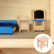  Doll House Side Table Dollhouse Miniature Furniture Wooden Nightstand