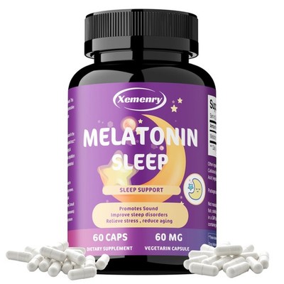 Melatonin 60pcs - Fall Asleep Faster, Relieve Stress, Sleep Support Supplements