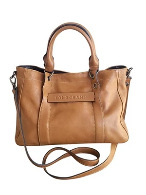 Ancien sac à main en cuir Longchamp 3d Taille S Camel - Photo 1/4