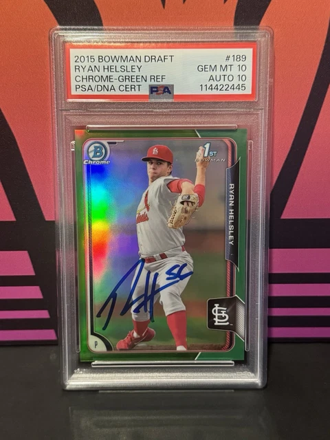 2015 Bowman Draft Green 62/99 Bowman 1st #189 Ryan Helsley PSA 10 / Auto 10