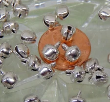 500 Tiny SILVER Steel Metal JINGLE BELLS ~ Beads Charms Drops 6mm w/ Loop Crafts