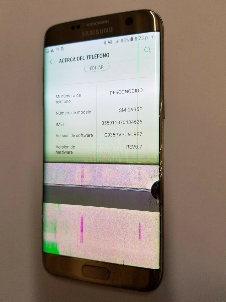 Sprint PCS Samsung Galaxy S7 Edge SM-G935P Gold Android GSM Smartphone Cellphone - Image 3 of 4