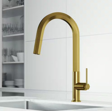 VIGO Hart Hexad Single Handle Pull-Down Spout Kitchen Faucet Matte Brushed Gold