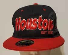 Houston Jinx Hat Black Red Cap Snapback Adjustable 1837 Snapback Spots Read