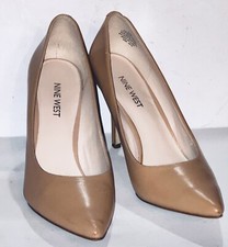 Nine West Pump Shoes Jackpot Leather Pointed Toe Stiletto 7.5  Med - Camel Tan
