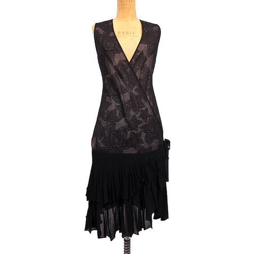 40 NEW $2575 ROBERTO CAVALLI Black STAPELIA LACE Nude Lining WRAP COCKTAIL DRESS - Picture 10 of 19