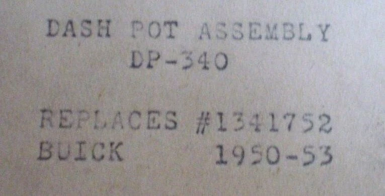 Buick 1950 1951 1952 1953 DASH POT (DP-340) Conjunto Reemplaza 1341752 - Nuevo de Lote Antiguo Foto 3 de 3
