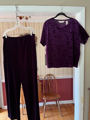 Bechamel Purple Velvet 2 Piece Set Top + Pants Plush Size Large