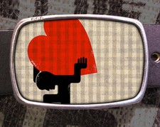 Heavy Heart Vintage Inspired Art Gift Hearts Belt Buckle