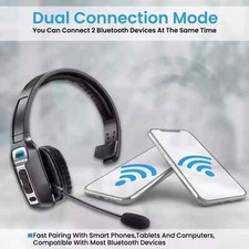Trucker Bluetooth 5.2 Wireless Headset With AI Noise Cancelling Mic For Phone PC