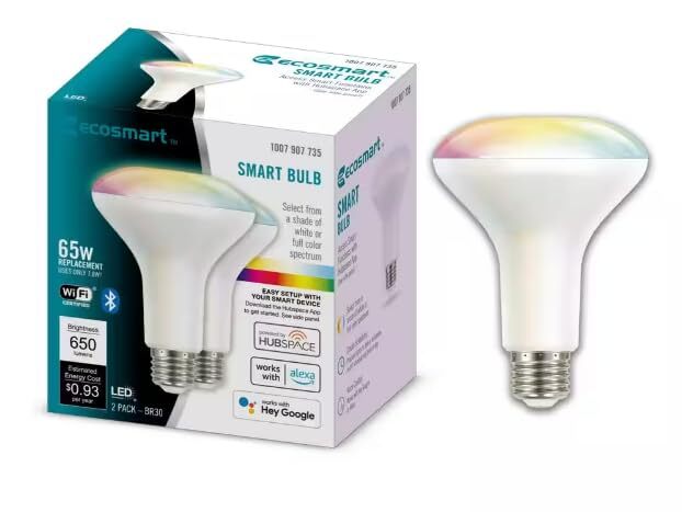 Alexa Smart Bulb BR30 65W Replacement Dimmable LED RGB Bulb 2Pack Color Changing-image