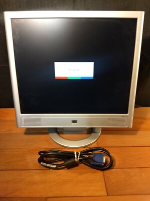 HP VS17E 17'' LCD Monitor with built-in speakers & VGA Cable. *Missing PW Button*
