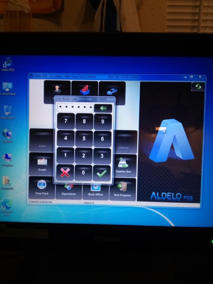 ALDELO POS RESTAURANT WITH COMPUTER ,MONITOR TOUCH,PRINTER RECEIPT, CARD SCANNER - Image 4 of 4