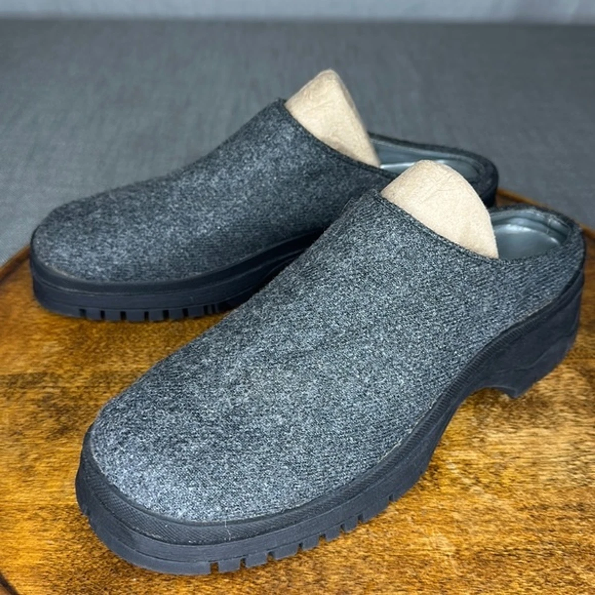 Sam Libby Delilah Vintage Gray Chunky Mule Women s 8.5 M 90s