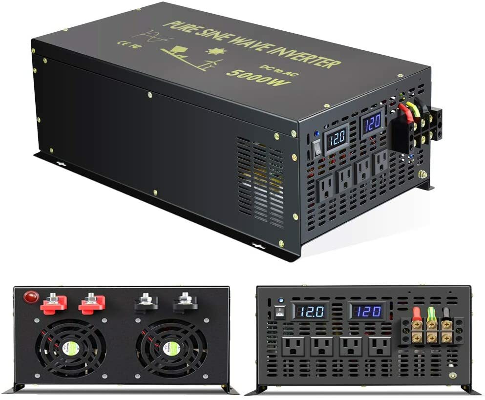 5000W Pure Sine Wave Inverter 12VDC to 120VAC Full Power Inv