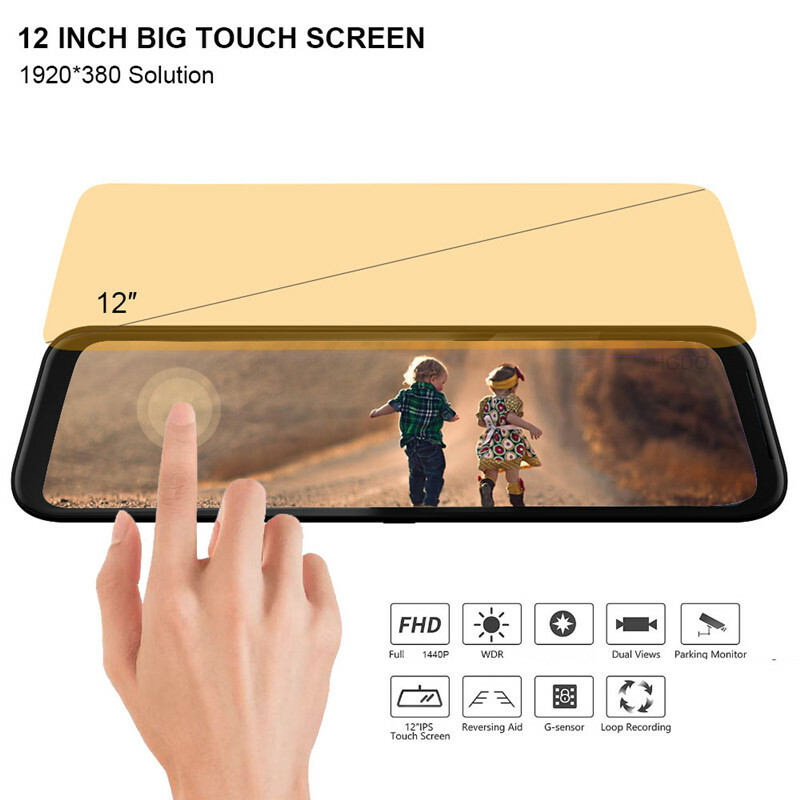 12 In Dash Cam Touch Screen Dash Camera Dual Lens Video Recorder Rearview Mirror eBay