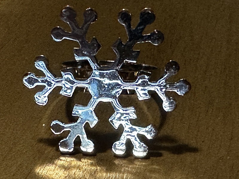 Snowflake Napkin Rings Christmas Holiday Silver Tone Metal Set of 6
