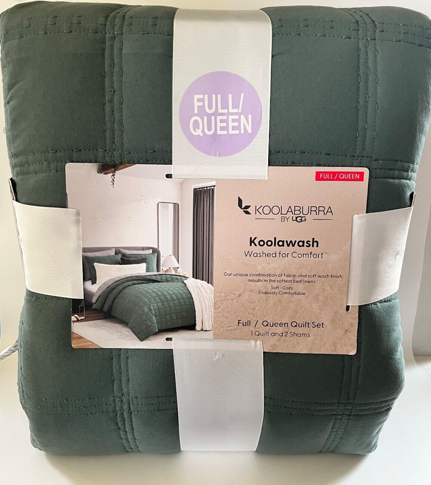 KOOLABURRA by UGG Blue Koolawash Cozy Quilt & Shams Set 3pc Full/Queen