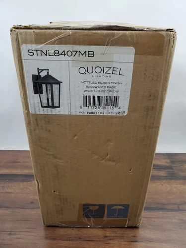 NIB QUOIZEL Mottled Black Outdoor Carriage Lantern Light Wall Mount STNL8407MB - Picture 2 of 6