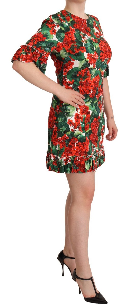 DOLCE & GABBANA Dress Red Green Portofino-Print Poplin Midi DOLCE & GABBANA Dress Red Green Portofino-Print Poplin Midi