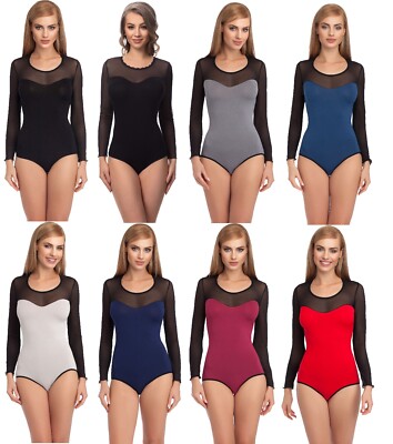 Merry Style Damen Langarm Body Elastisches Widerstandsfähiges Weiches Material