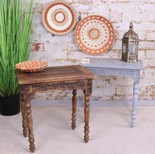 Lampada da Tavolo Laterale Erki Rettangolare in Legno di Mango Pianta Fine Telefono