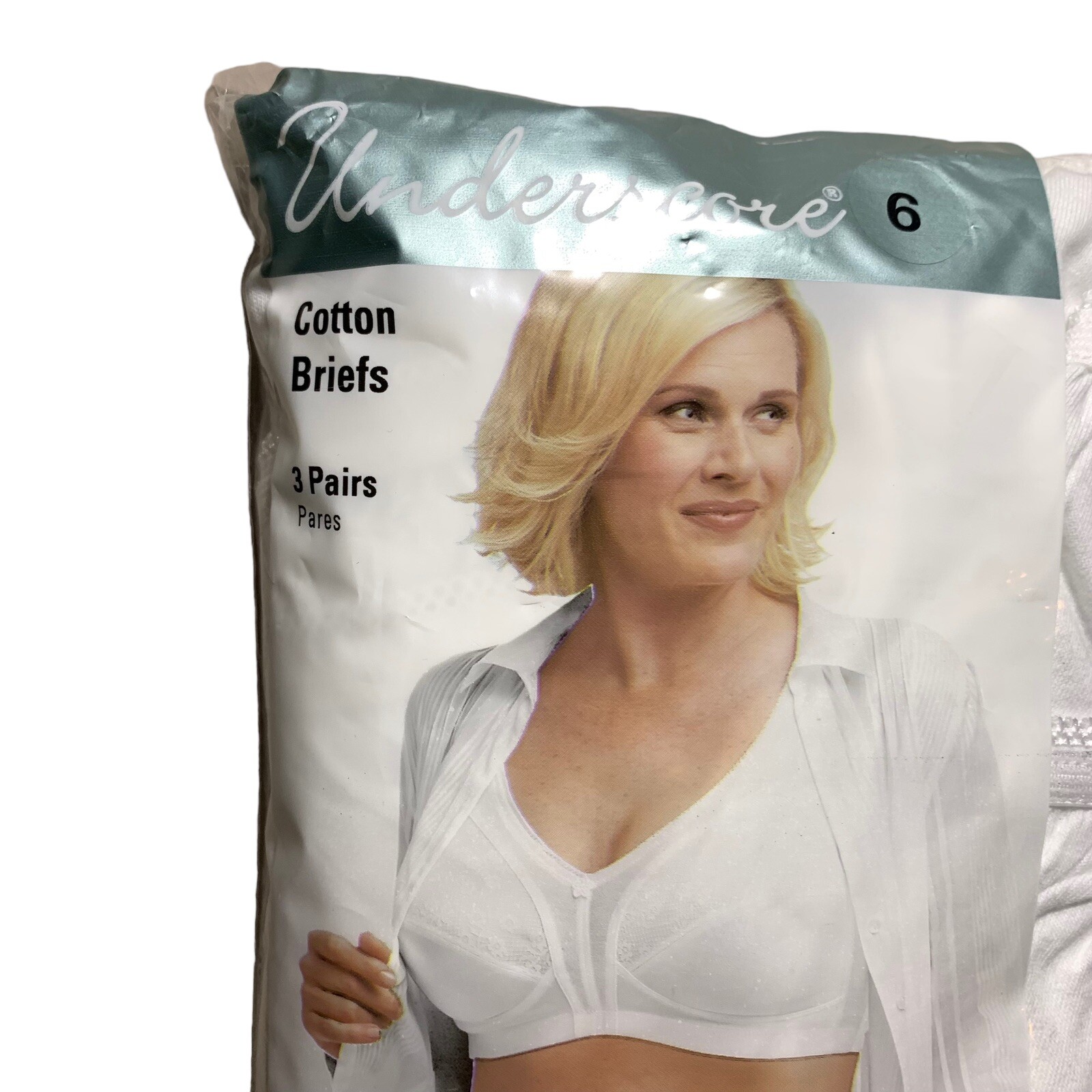 JC Penney Womens Underscore White Cotton Brief Panty Underwear Sz 6 90