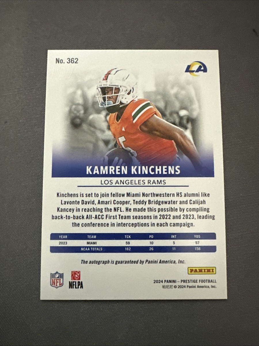 Kamren Kinchens 2024 Prestige /199 Auto RC #362 | eBay Kamren Kinchens 2024 Prestige /199 Auto RC #362 | eBay