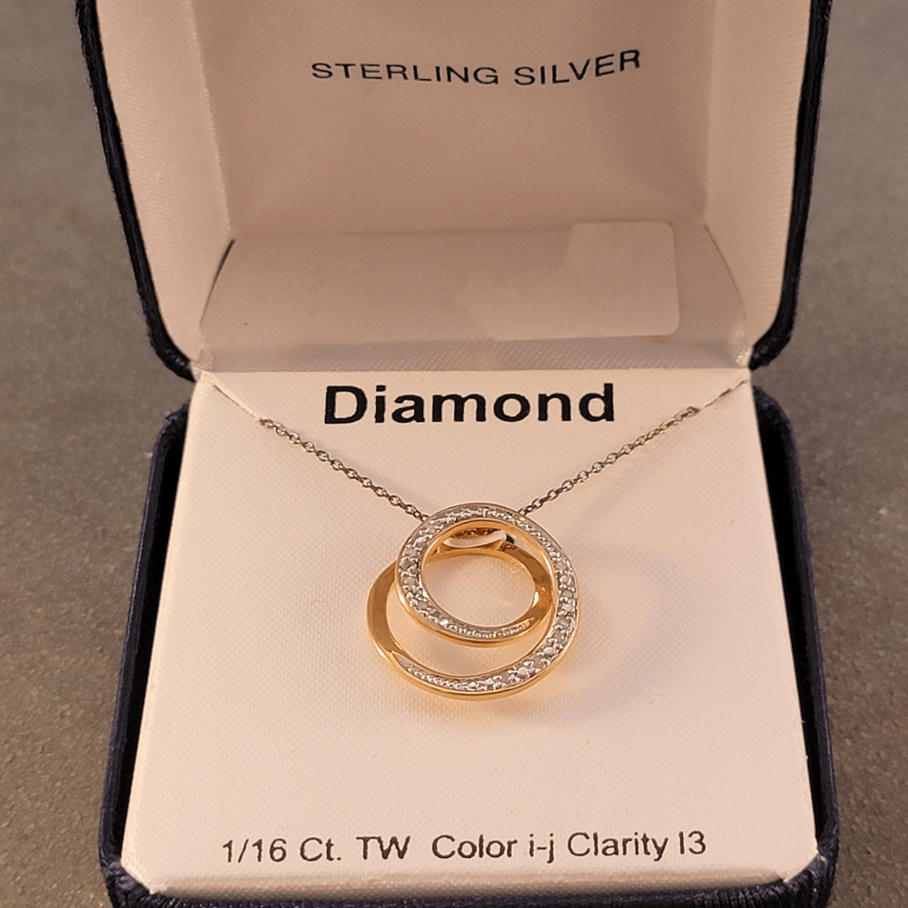 DaethNYC 01726 額付新品 Gold Over Sterling Genuine Diamond Double Circle Pendant