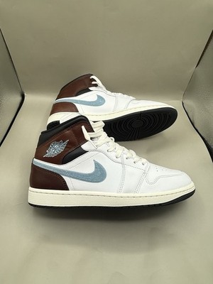 Authentic Jordan 1 Mid SE Brown Blue Grey No Box Men Size 11 Mint Worn Once