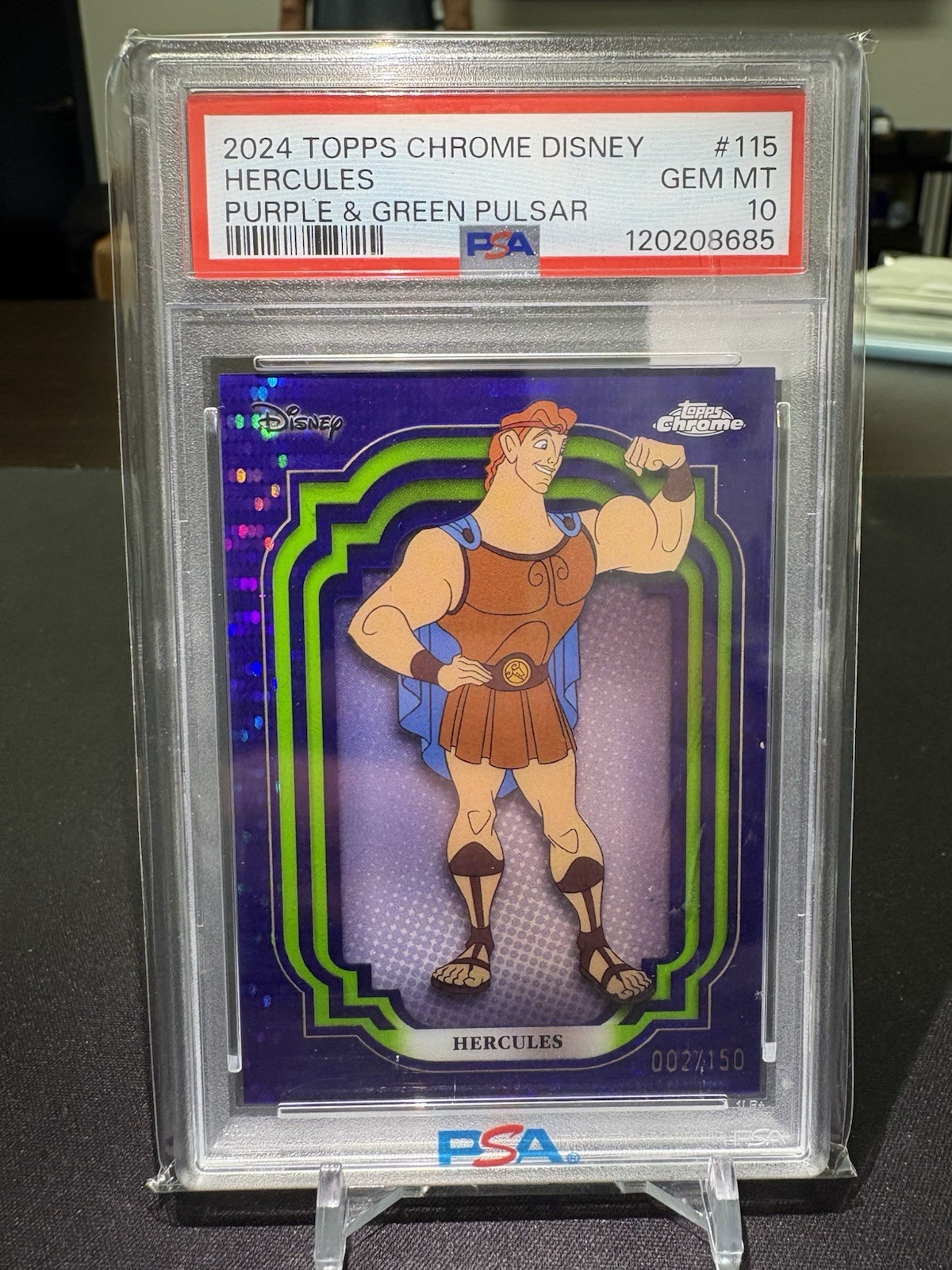 2024 Topps Chrome Disney - Hercules #115 Purple & Green Pulsar /150 PSA 10