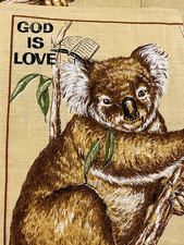 Vintage Tea Towel Australian Rainforest, Koalas in Tree, Mummy and Baby, Ross