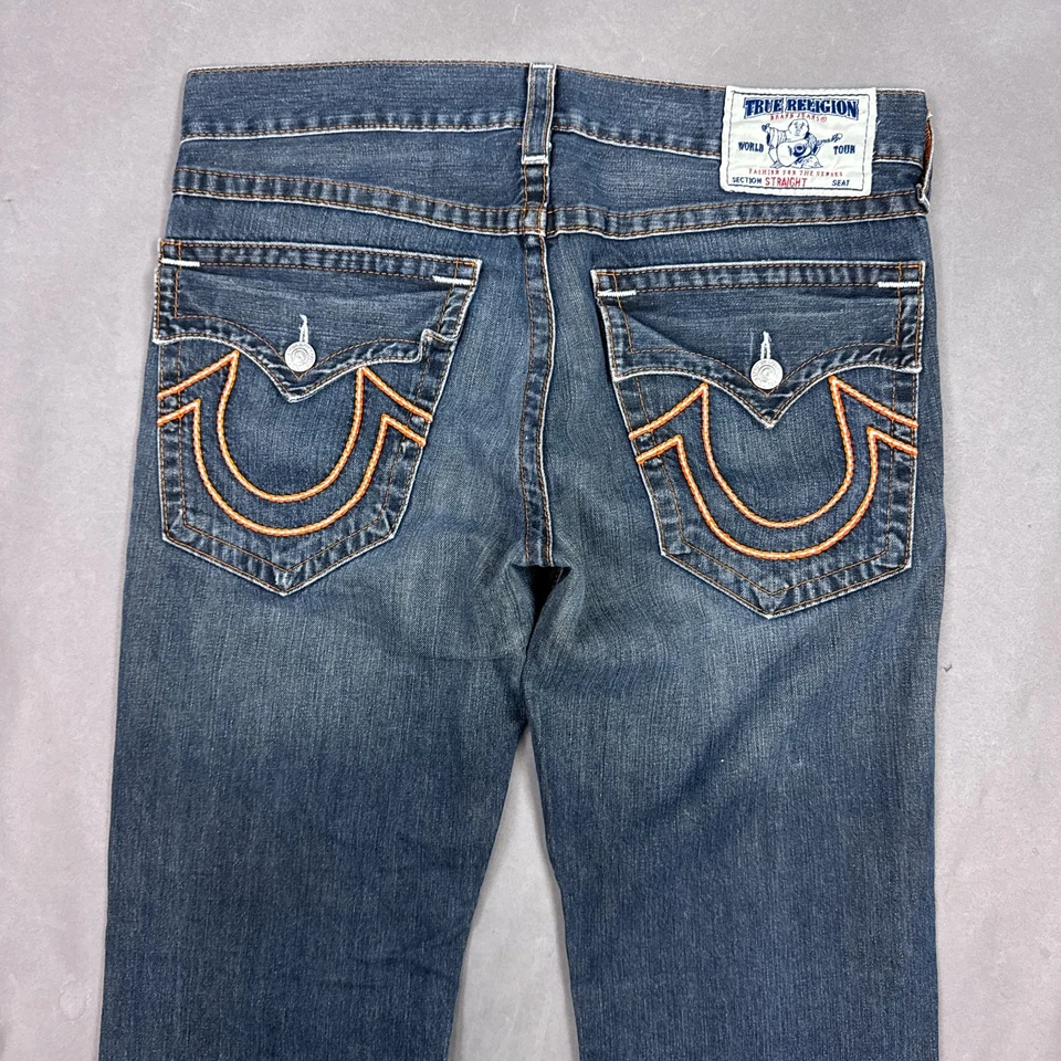 True Religion Jeans Mens 38x34 Blue Denim Pants Custom Dragon Embroidery (Tag34) - Image 4 of 4