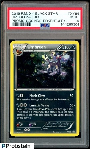 2016 Pokemon XY Black Star Promo Cosmos #XY96 Umbreon Holo Swirl PSA 9 MINT