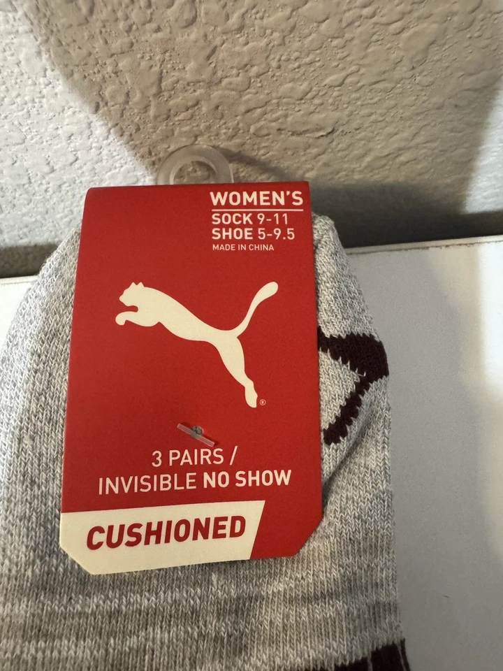 Paquete de 3 calcetines forrados Puma Terry No Show para mujer talla 9-11 grandes Foto 2 de 4