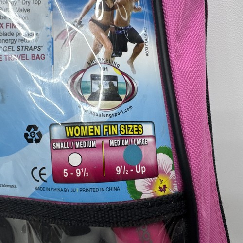 Aqua Lung Sport Full Snorkeling Set LADY  Set M/L Fins   HOT PINK  New! - Picture 3 of 8