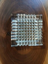 MCM Vintage Clear Crystal Glass Ashtray Small Rectangle Cut, 3x2 Inch